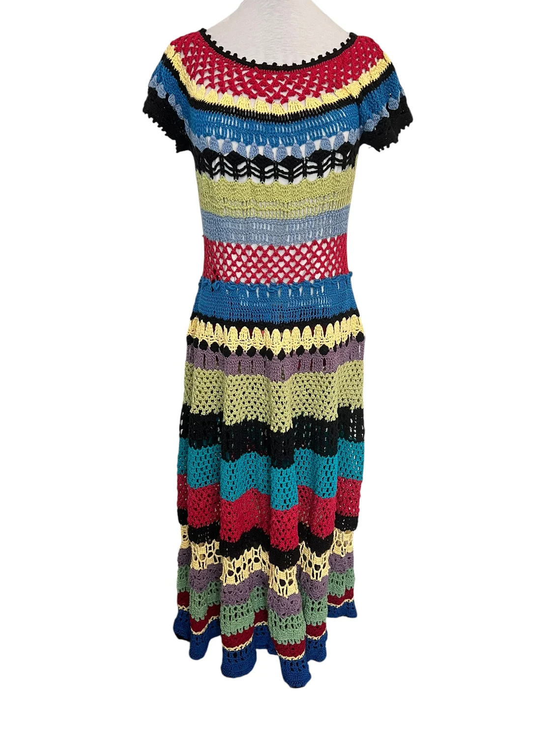 Rainbow Stripe Crochet Dress — view 2