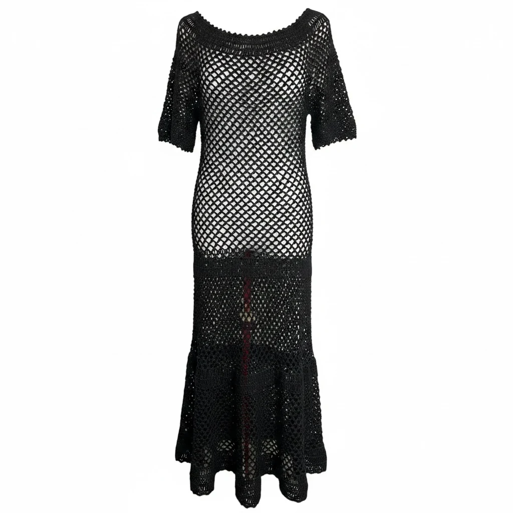 Black Crochet Dress — view 2
