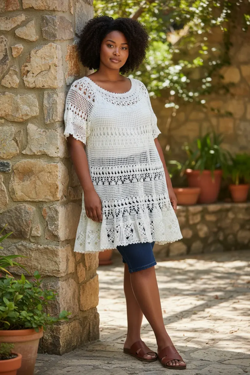 White Lace Top — handmade crochet by Leila's, Markham Ontario