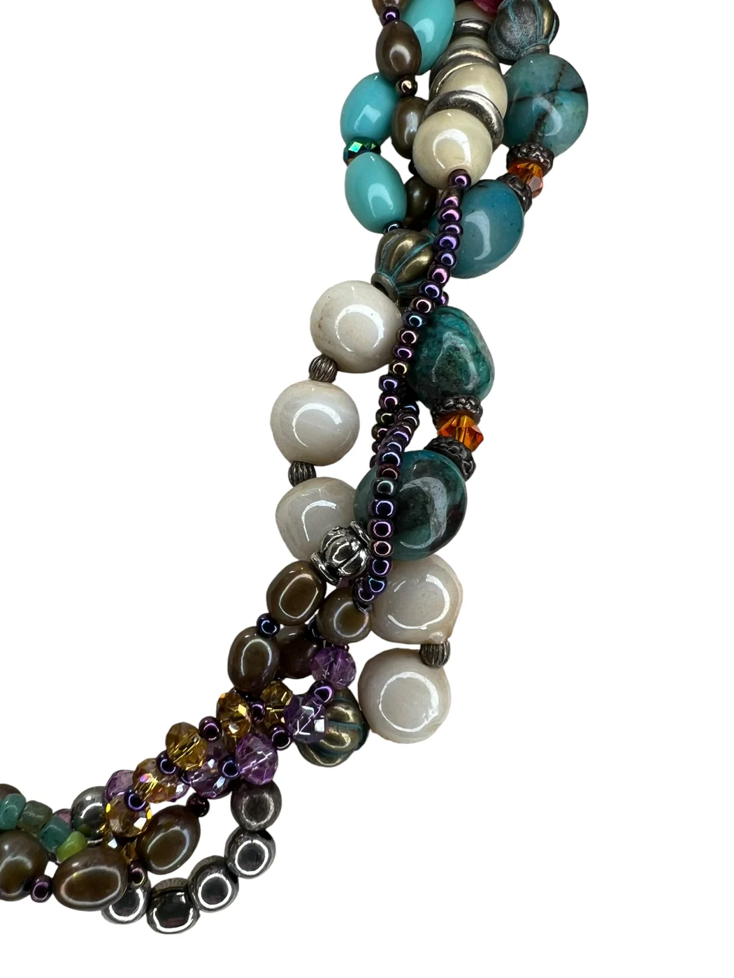 Turquoise & Multi-Gem Twist Necklace — view 3
