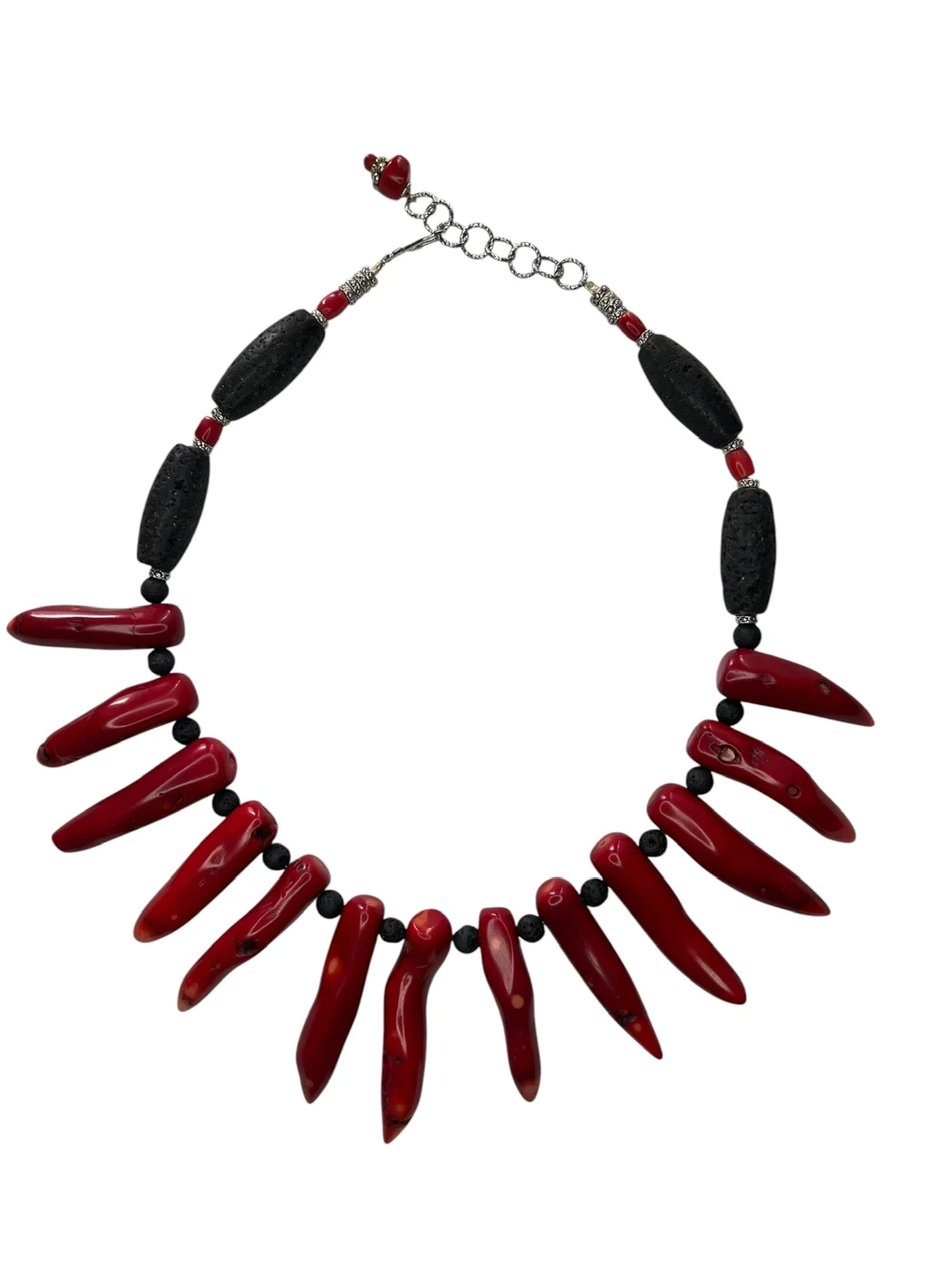 Red Coral Branch Statement Necklace — view 2
