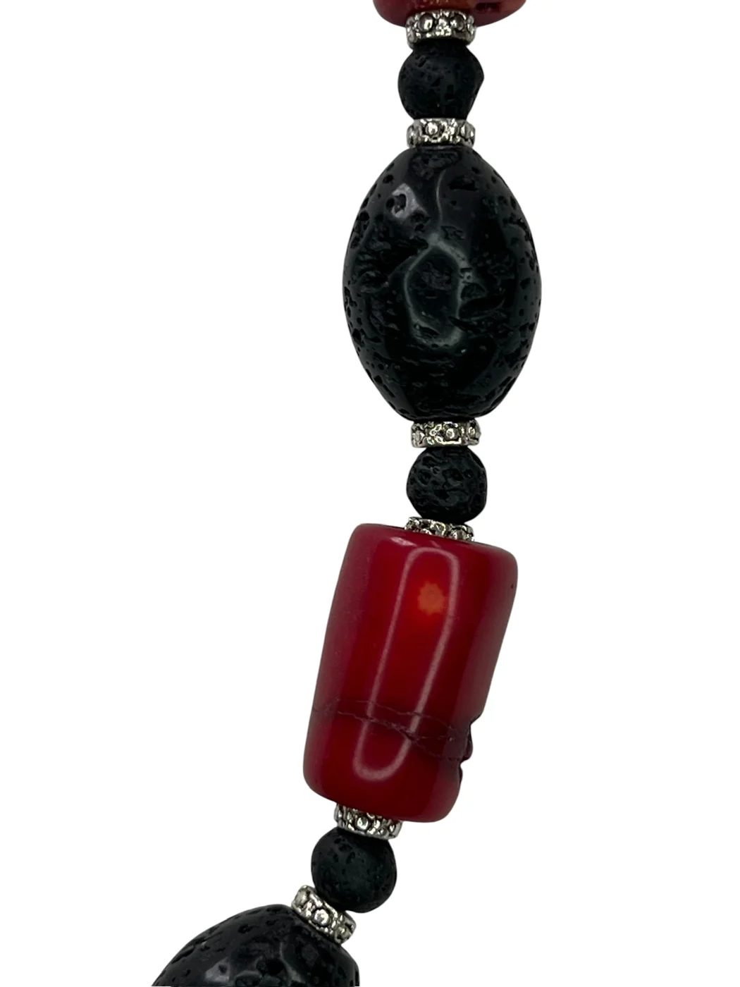 Lava & Red Coral Necklace — view 3