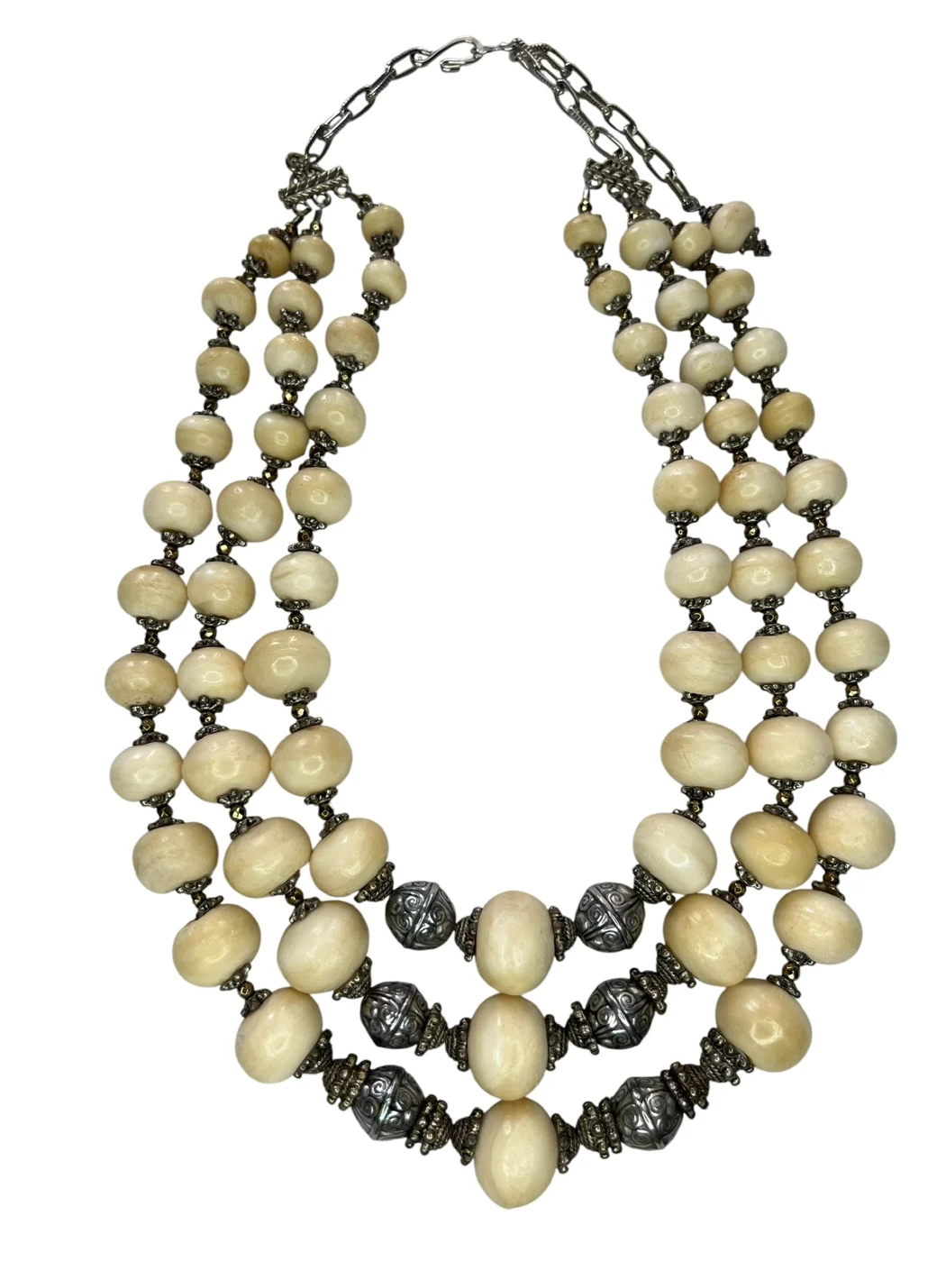 Cream Calcite Three-Strand Necklace — view 3