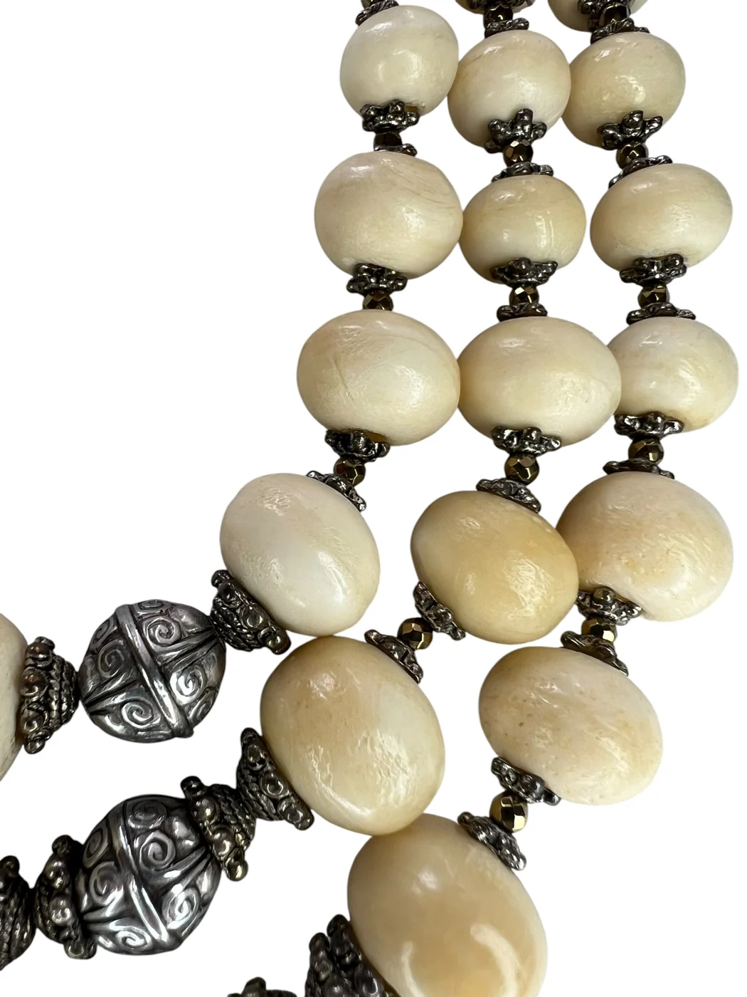 Cream Calcite Three-Strand Necklace — view 4