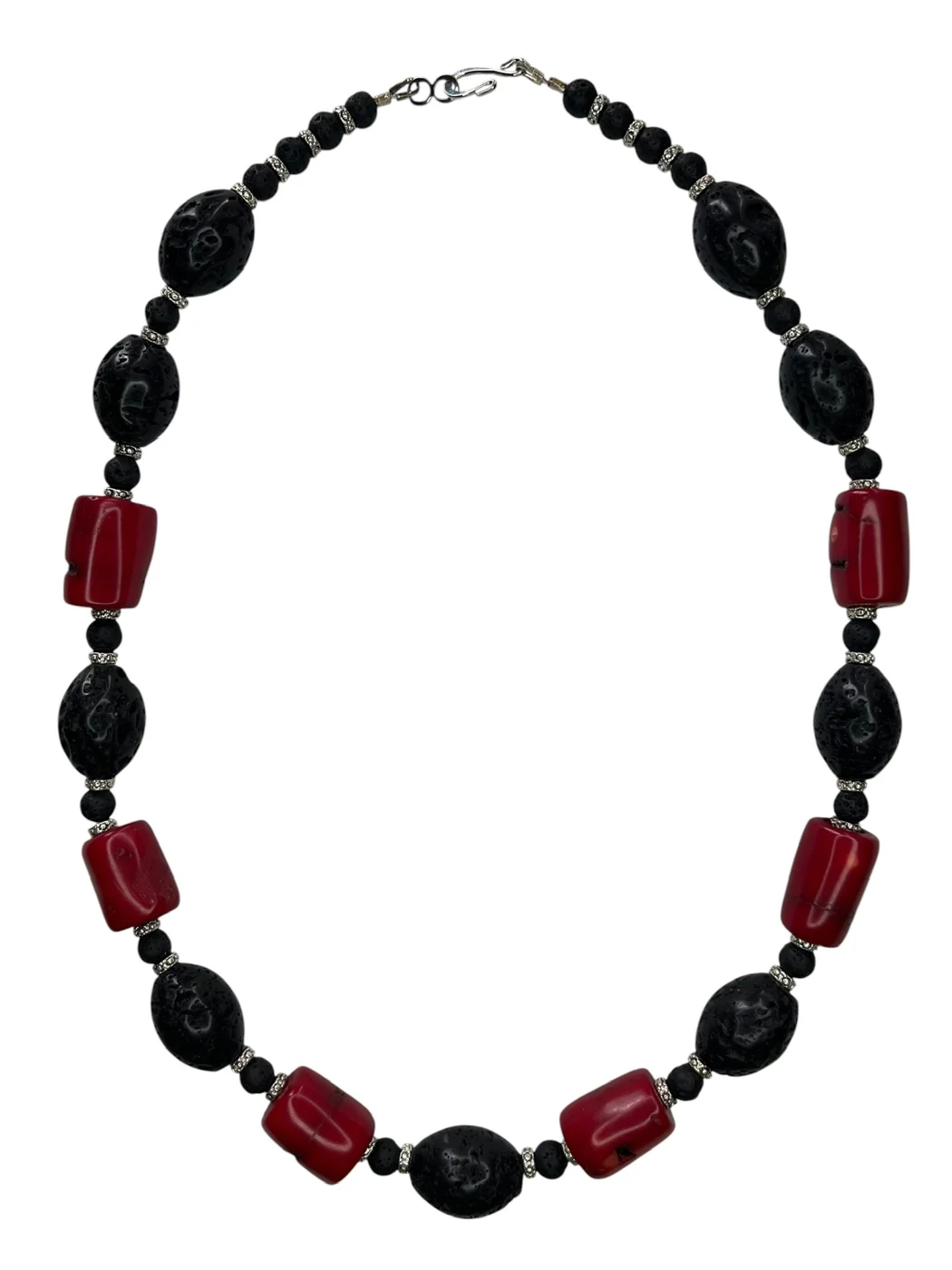 Lava & Red Coral Necklace — view 2