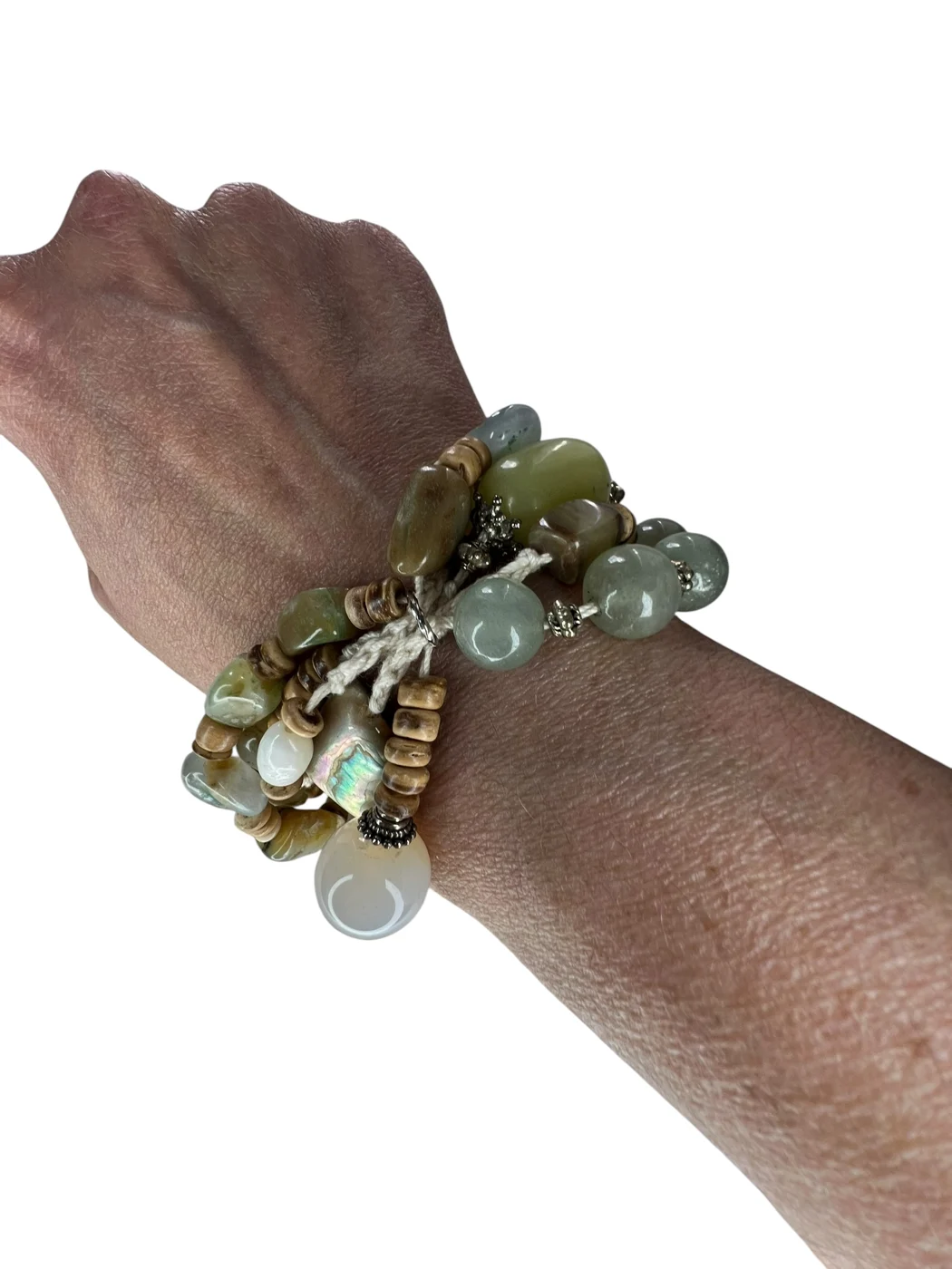 Jade & Amazonite Wrap Bracelet — handmade gemstone jewellery by Leila's, Markham Ontario