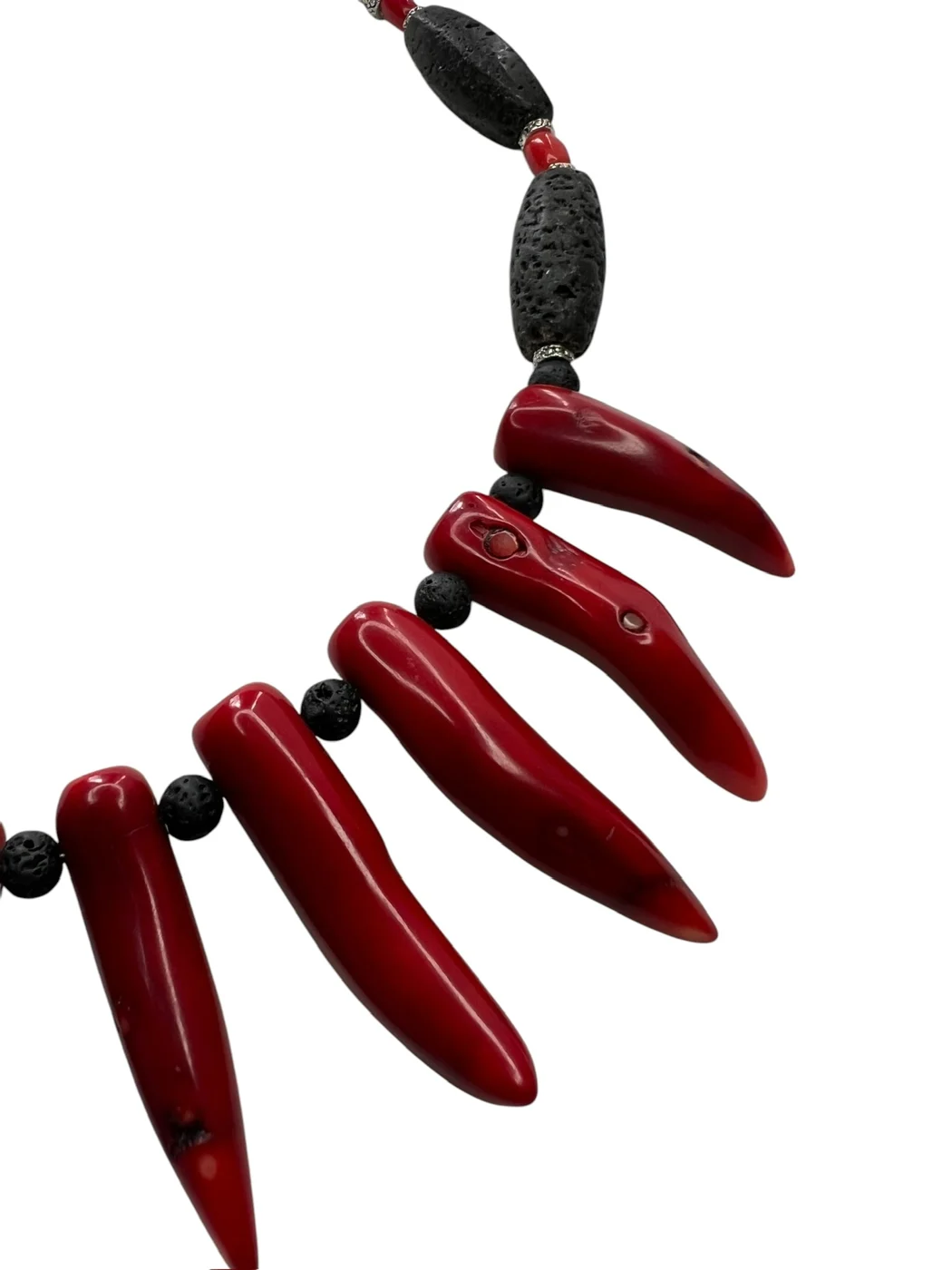 Red Coral Branch Statement Necklace — view 3