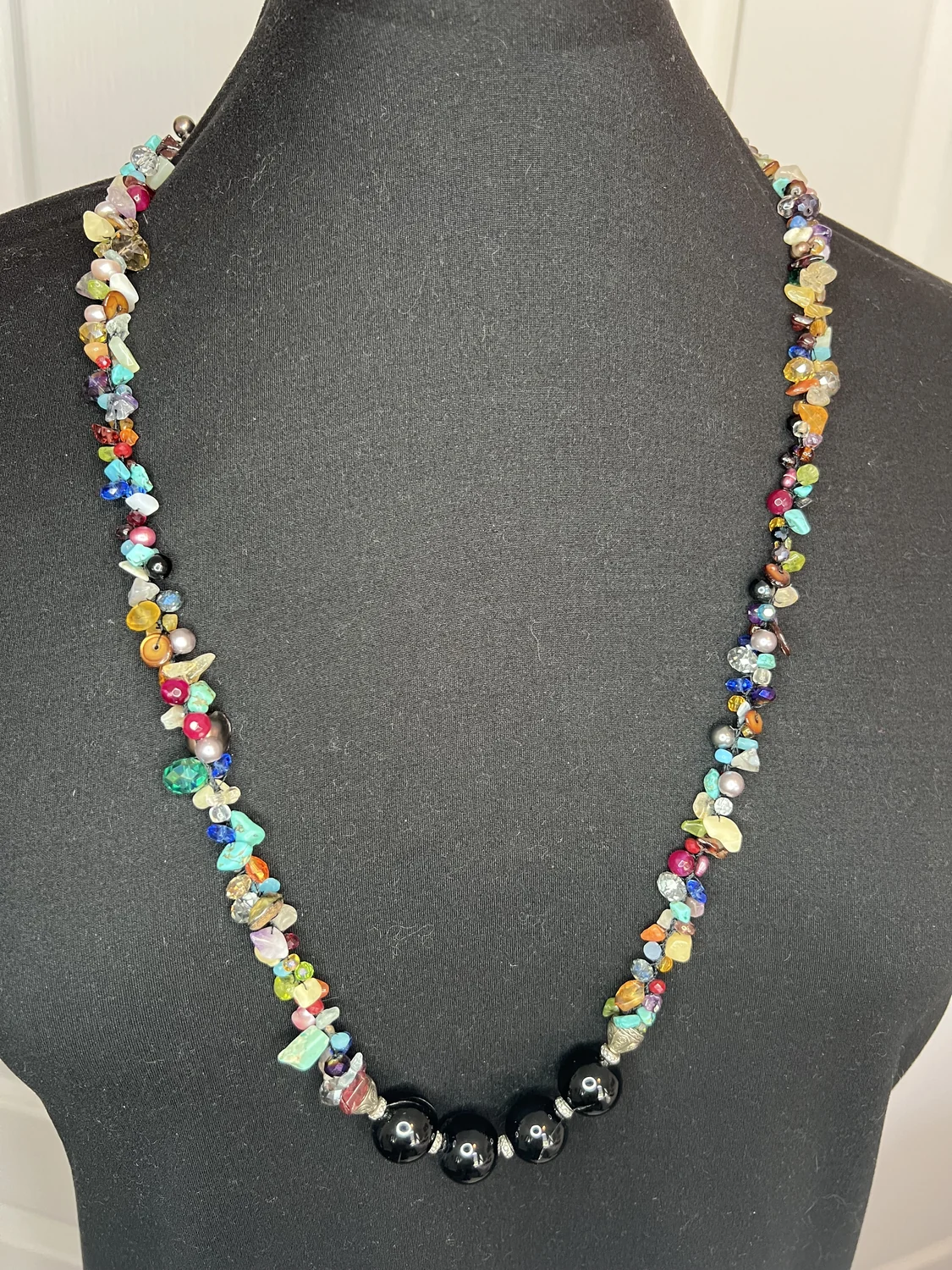 Multi-Gemstone & Onyx Necklace — view 2