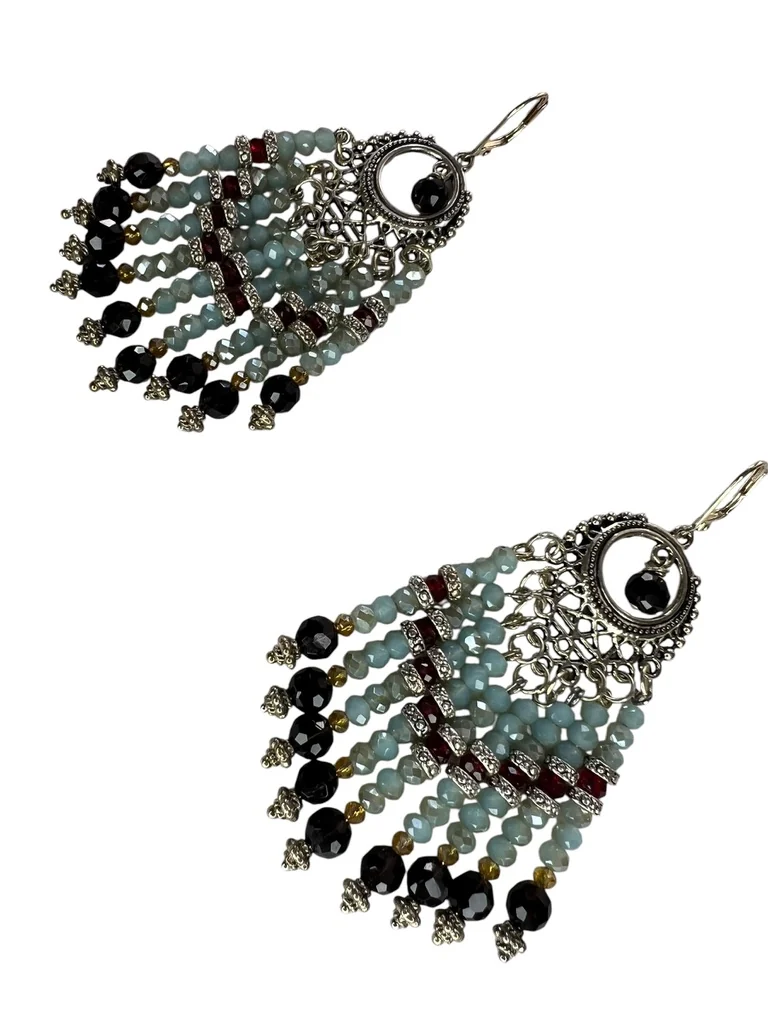 Oxidised Black Tassel Earrings — handmade gemstone jewellery by Leila's, Markham Ontario