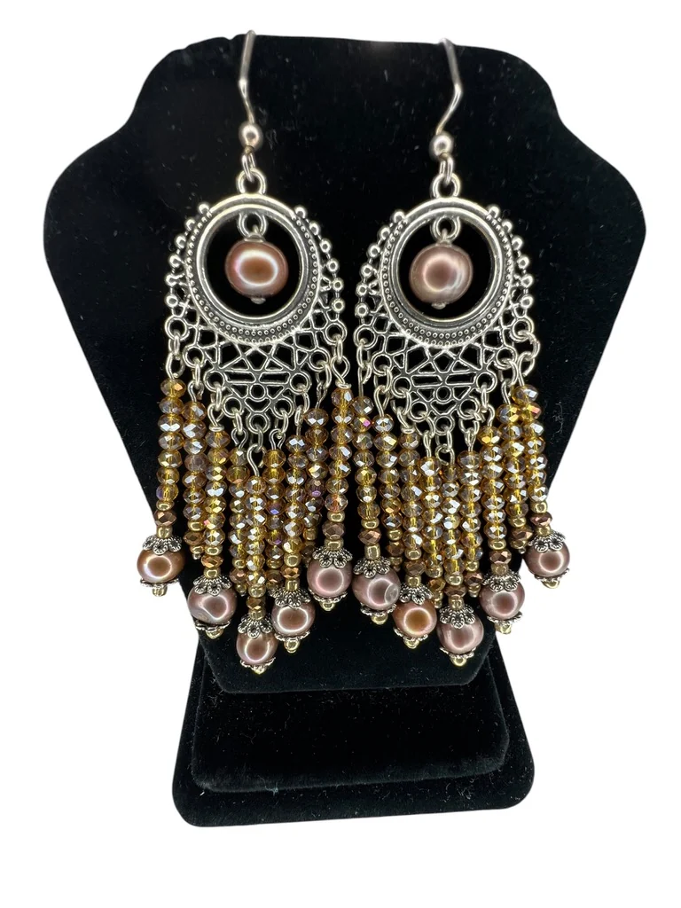 Handmade gemstone tassel earrings