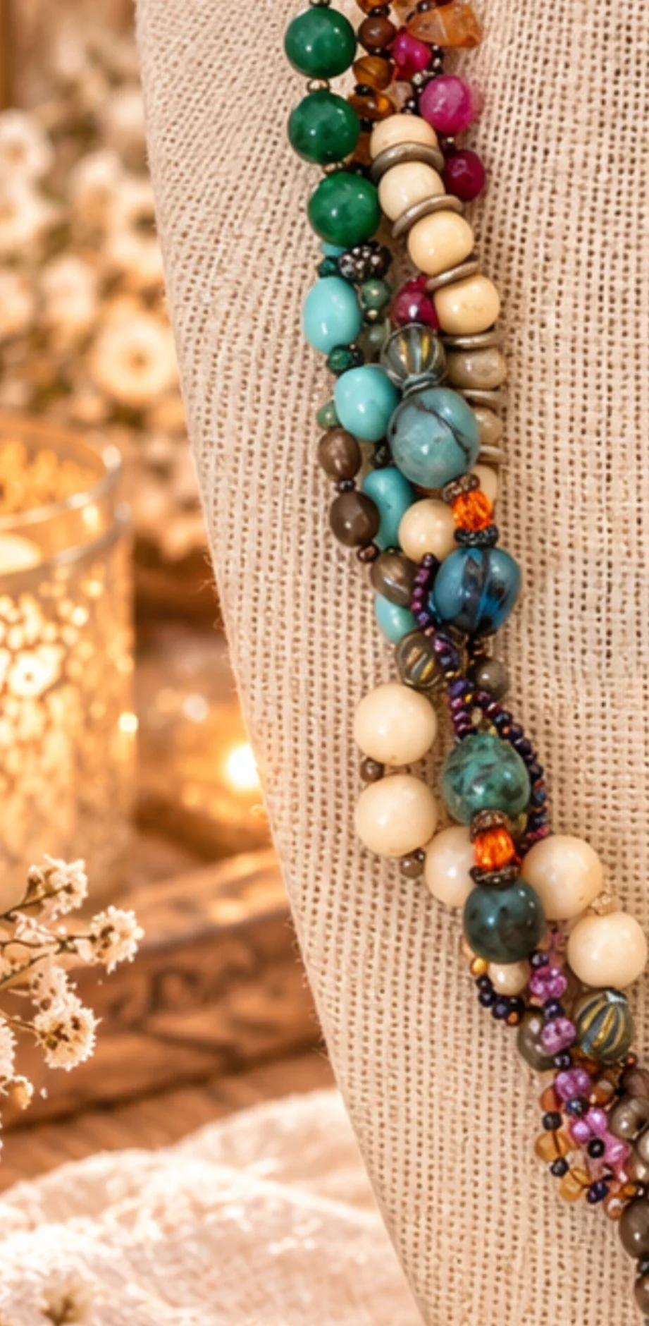 Agate, Citrine & Turquoise Twist Necklace — view 3
