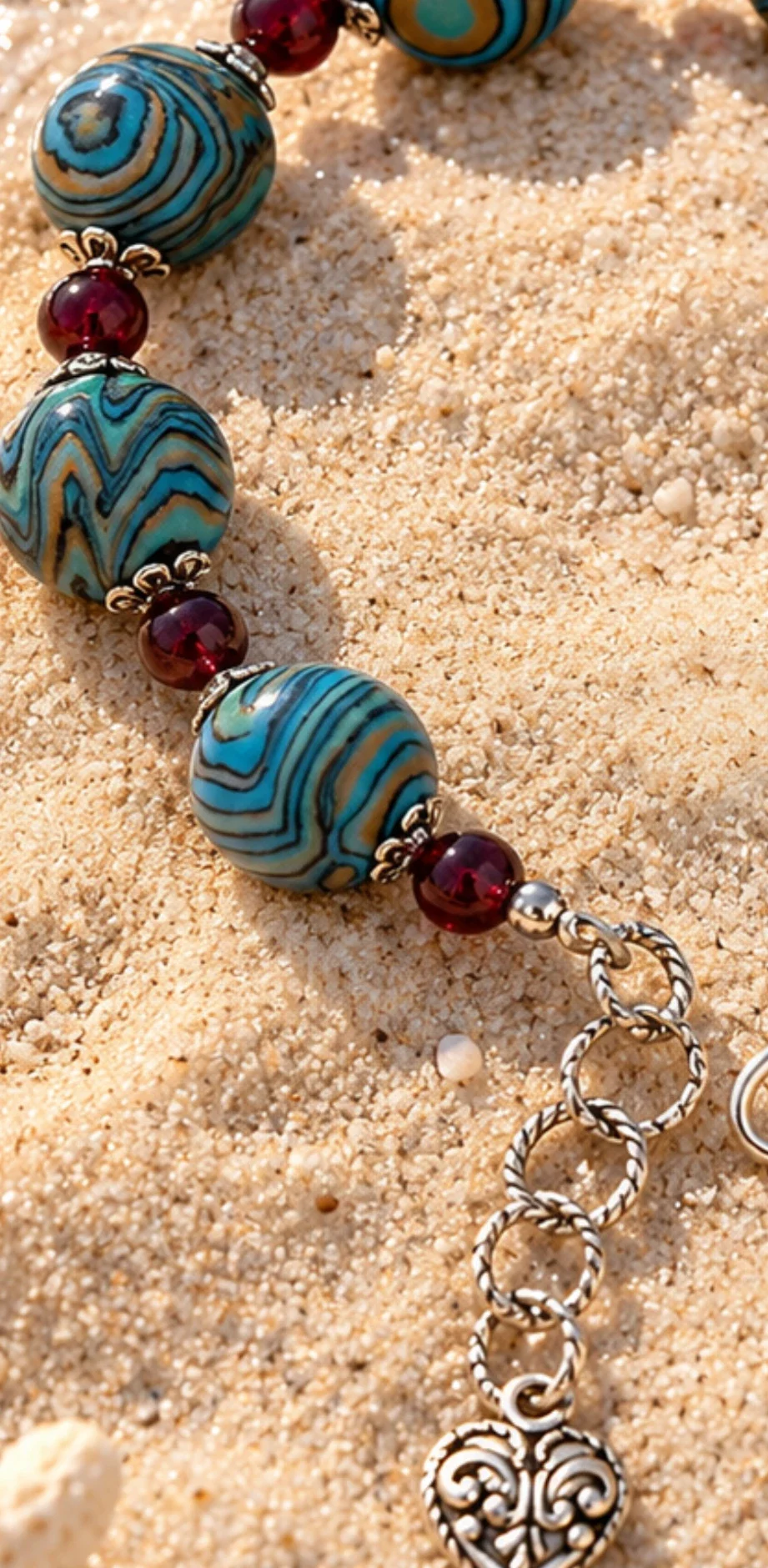 Blue Lucky Malachite & Agate Bracelet — view 2
