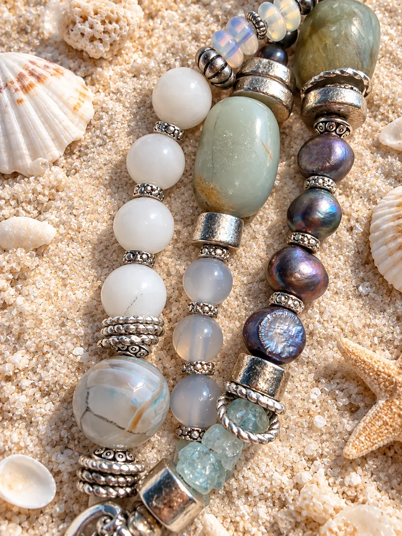 Bohemian Aquamarine & White Opal Bracelet — view 3