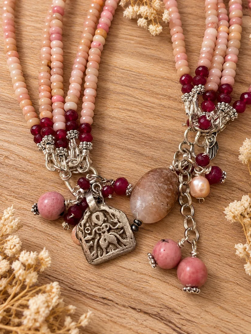 Bohemian Rhodochrosite & Garnet Bracelet — view 3