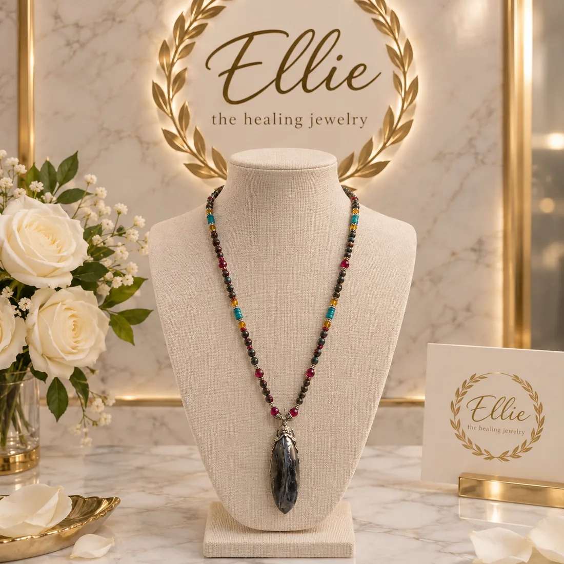 Fluorescent Agate Drop Necklace — view 2