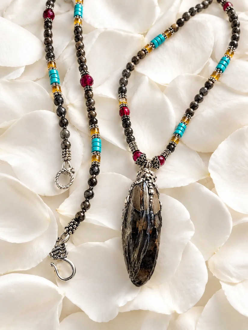 Fluorescent Agate Drop Necklace — view 5