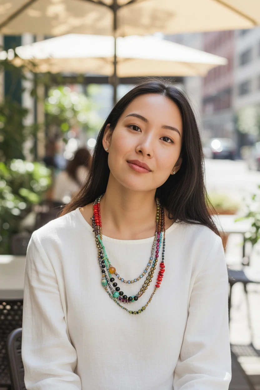 Jewel Multi-Strand Necklace — handmade gemstone jewellery by Leila's, Markham Ontario