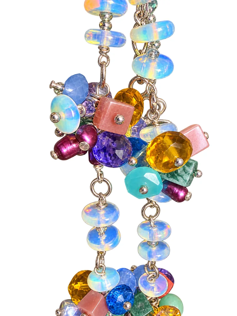 White Opal & Citrine Cluster Bracelet with Lucky Charm — view 3