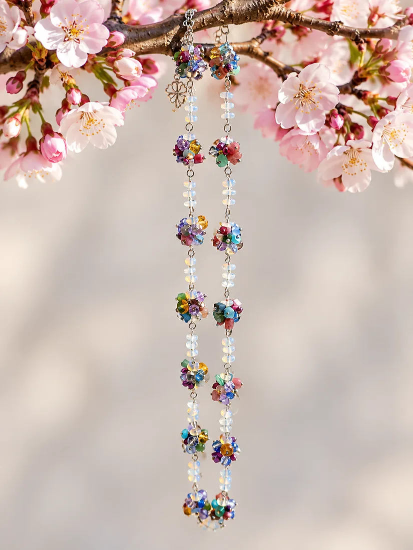 White Opal & Citrine Cluster Necklace — view 2