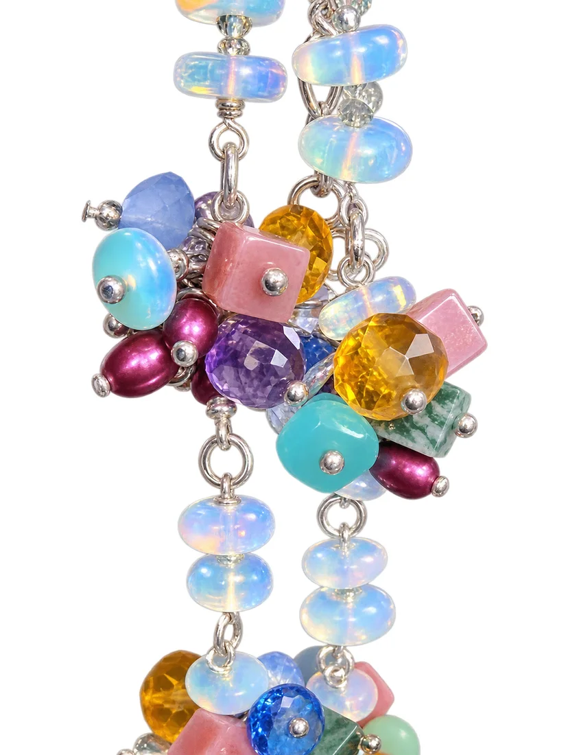 White Opal & Citrine Cluster Necklace — view 4