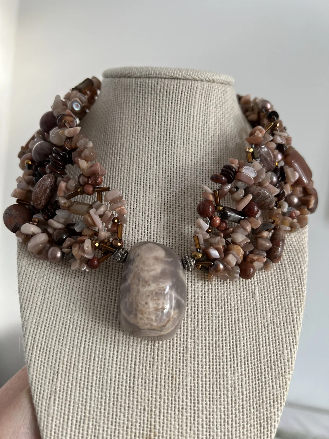 Pink Opal & Stone-Drop Statement Necklace — view 2