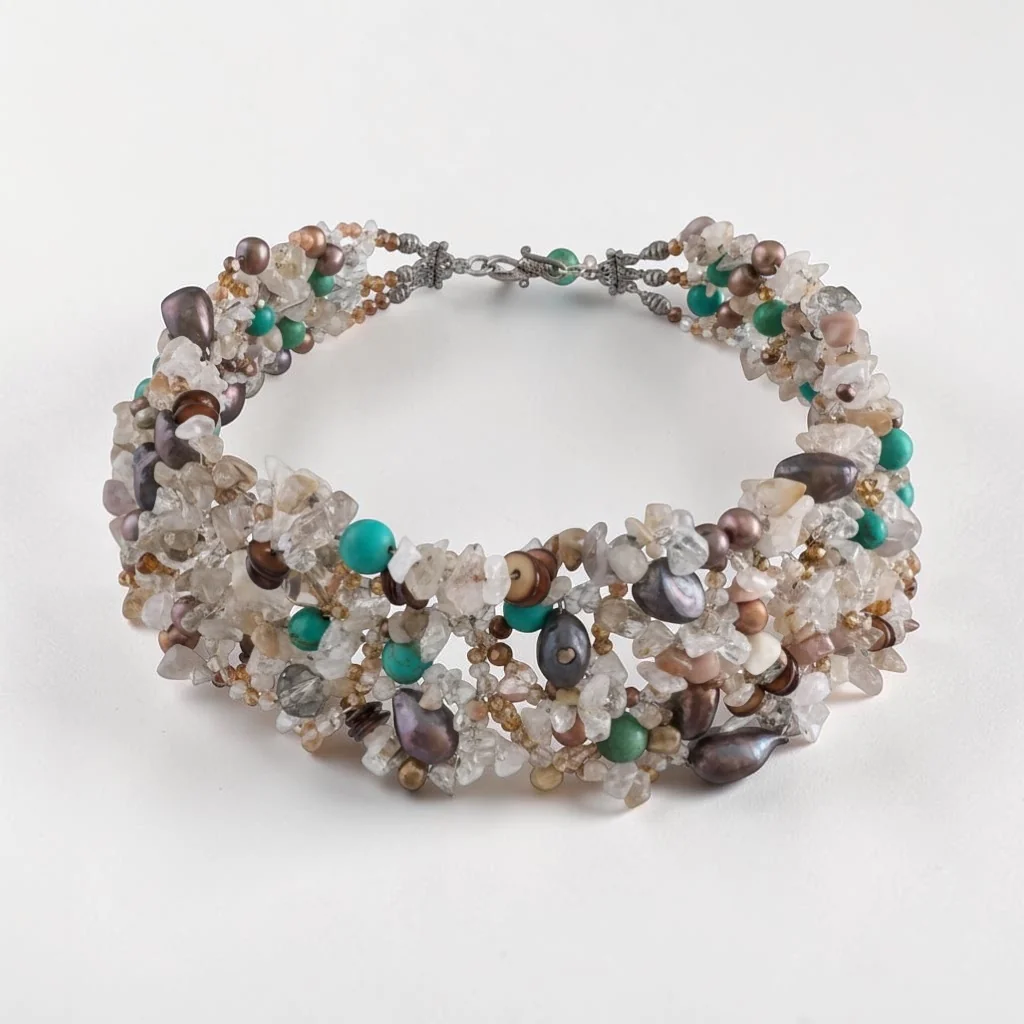 Quartz & Turquoise Wire Choker — view 2