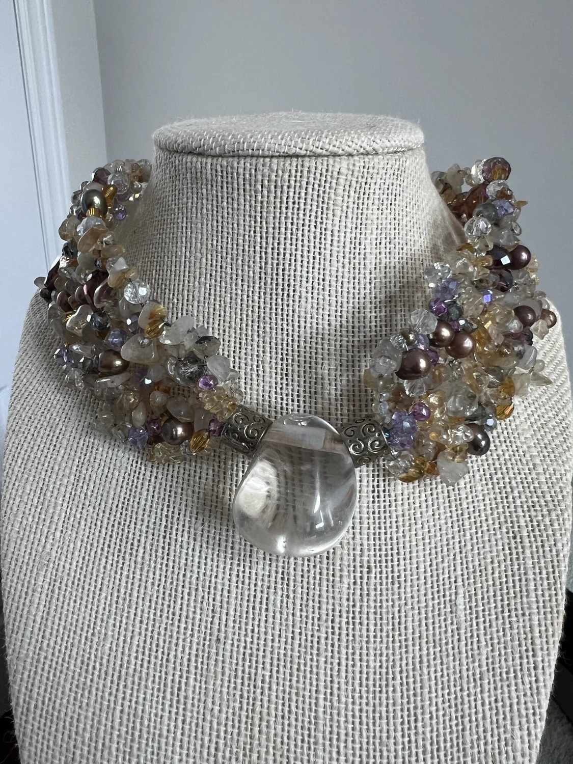 Citrine & Quartz Drop Choker — view 2