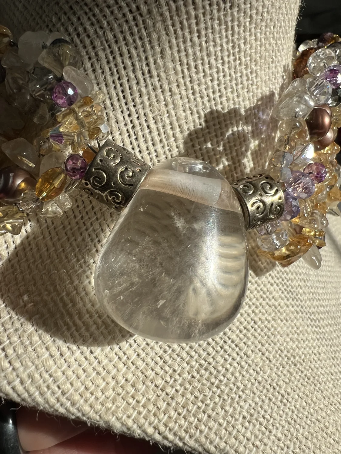 Citrine & Quartz Drop Choker — view 4