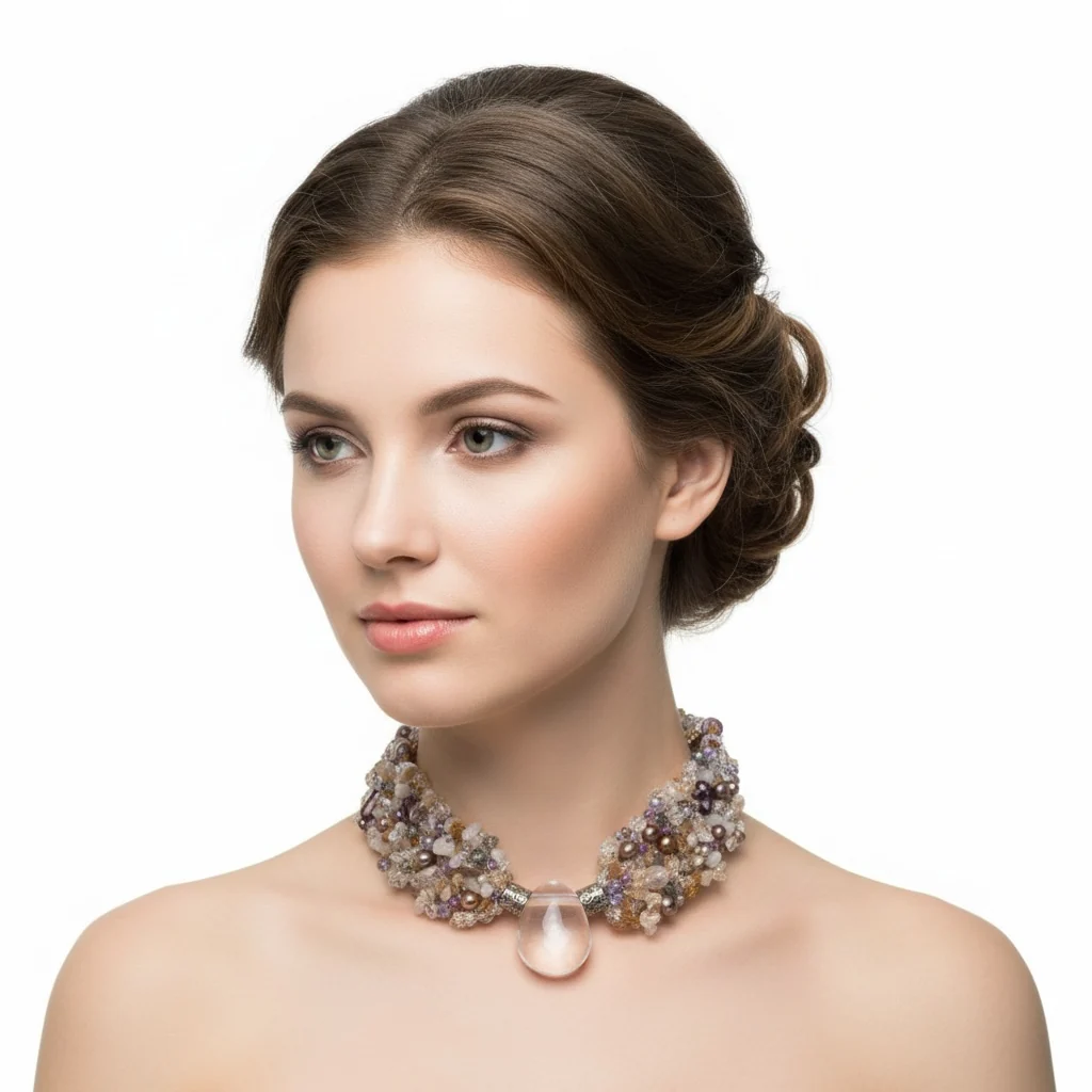Citrine & Quartz Drop Choker — handmade gemstone jewellery by Leila's, Markham Ontario
