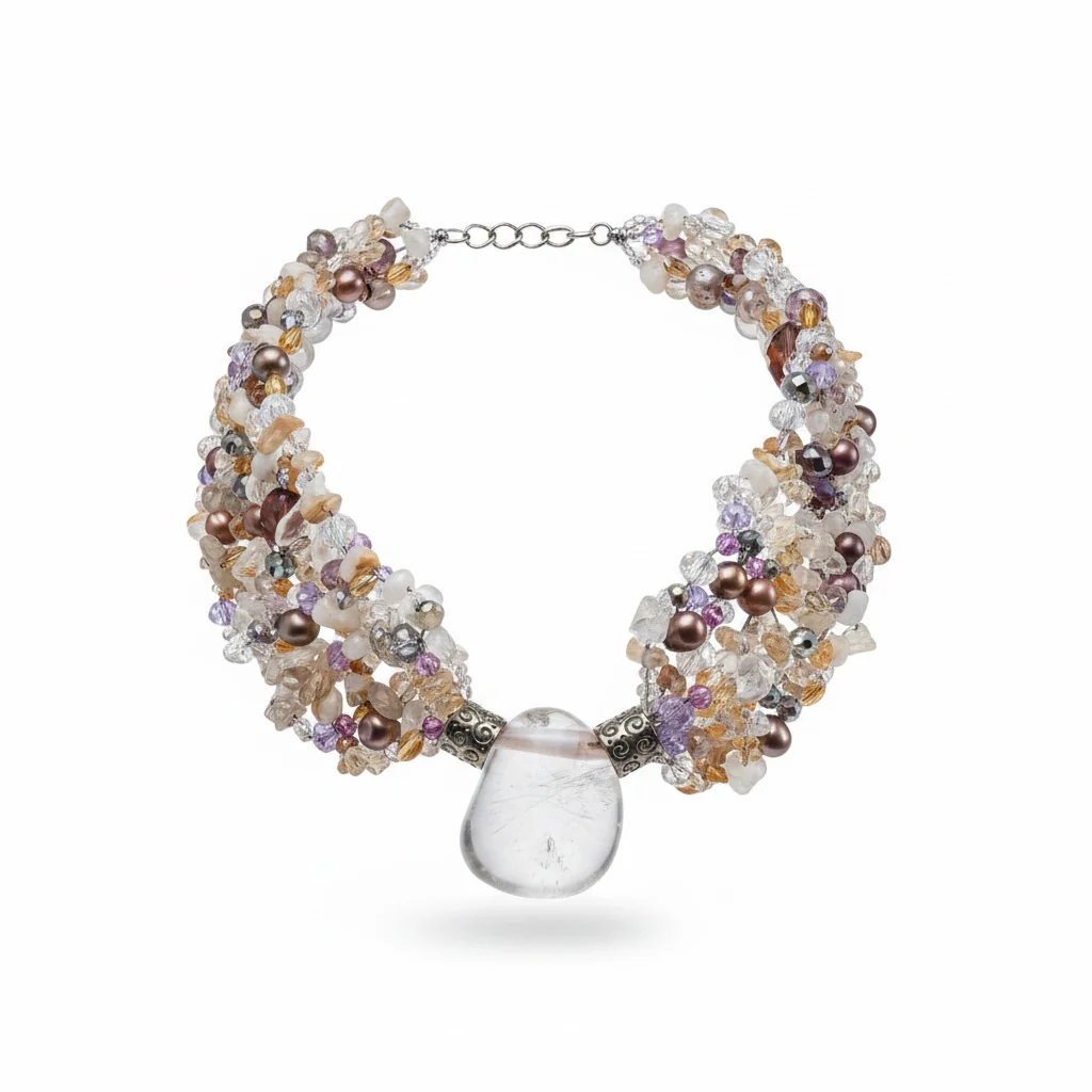 Citrine & Quartz Drop Choker — view 3