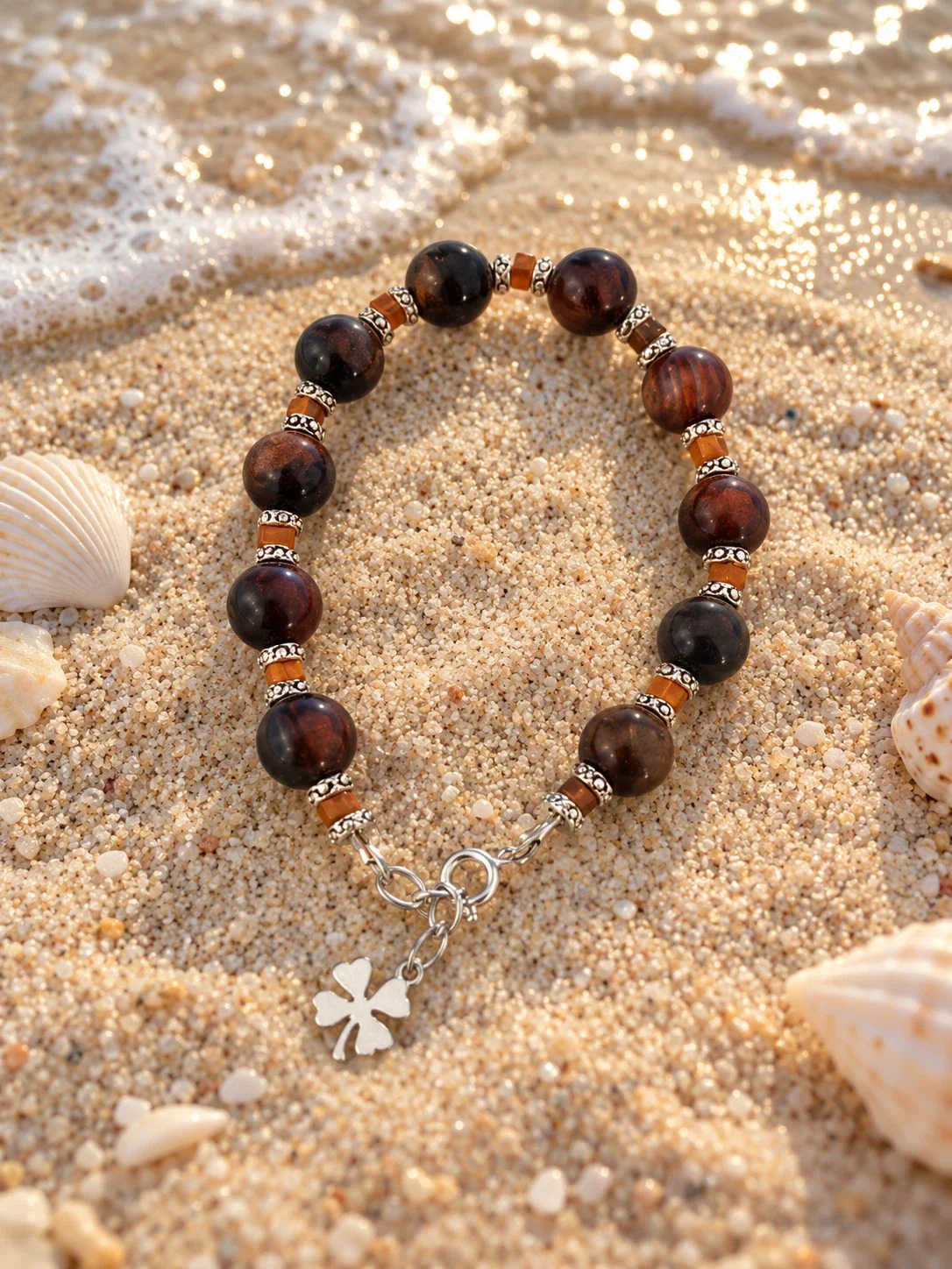 Red Tiger Eye & Agate Bracelet — healing gemstone jewellery by Leila's, Markham Ontario