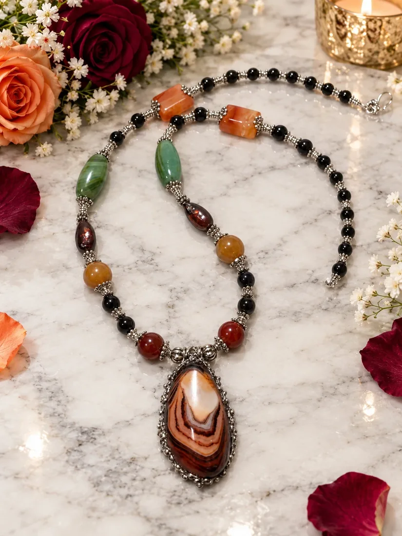 Reversible Agate Pendant Necklace — view 3