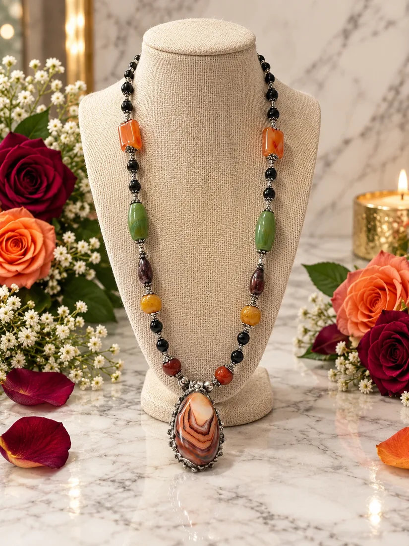 Reversible Agate Pendant Necklace