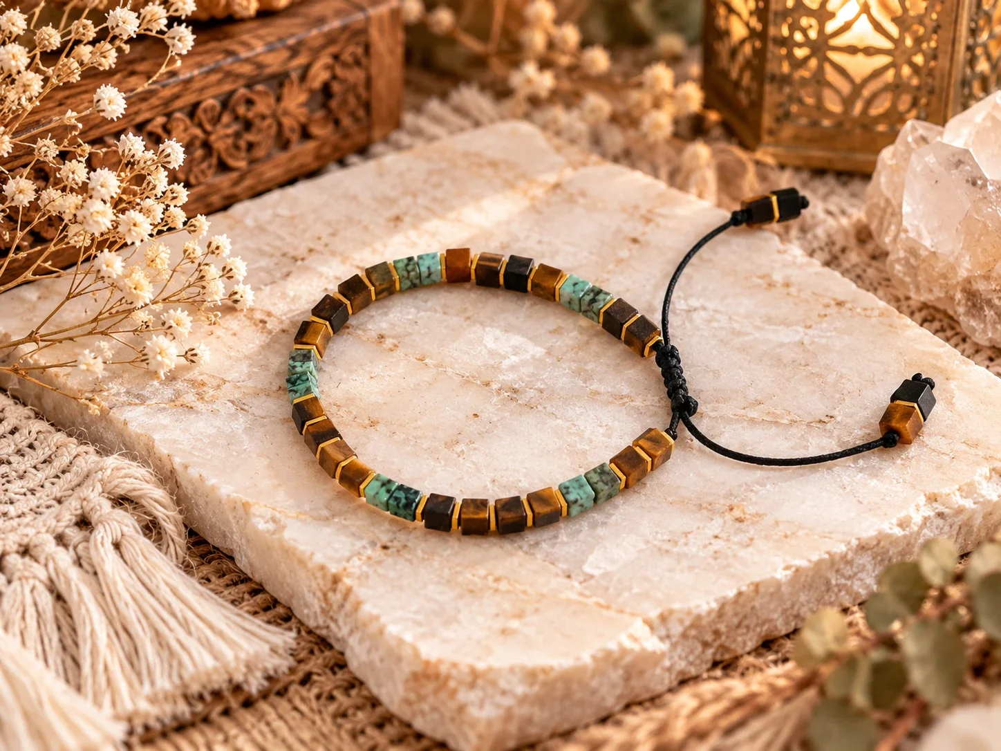 Tiger Eye & Turquoise Bracelet — handmade gemstone jewellery by Leila's, Markham Ontario
